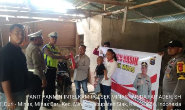 Giat Minggu Kasih, Polsek Minas - Polres Siak Berikan Bantuan Sosial Kepada Keluarga Penderita Bibir Sumbing di Minas Barat 