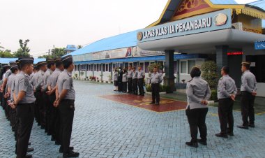 Lapas Pekanbaru Laksanakan Apel Pagi Perdana Pasca Libur Hari Raya Idul Fitri 1446 H