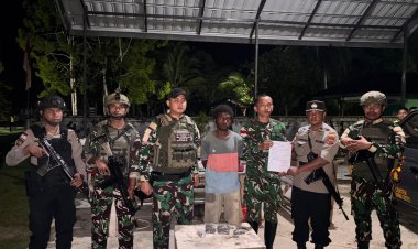 Satgas Yonif 643/Wns Gagalkan Peredaran Ganja di Perbatasan Mosso