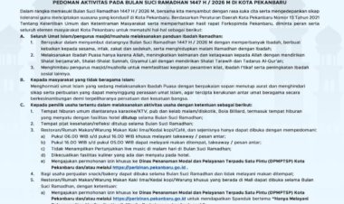 Aturan Ramadan Pekanbaru 2026: Karaoke Tutup, Kuliner Diatur, Petasan Dilarang